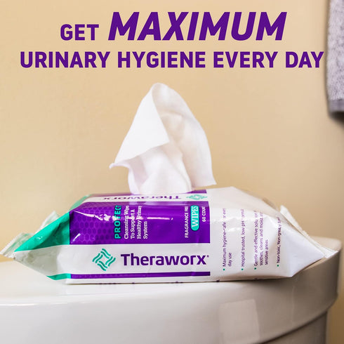 Theraworx Protect 60-Count Wipes for Daily Urinary Health and Hygiene Care