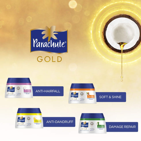 Parachute Gold Hair Cream 4.7 fl.oz. | Natural Shine Coconut & Almond Hair Care Cream for Men