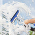 Window Squeegee - 56'' Long Handle Cleaner Tool, 2-in-1 Window Scrubber for Home, Car Windshield, Shower Door