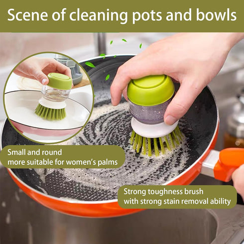 UGWKivd Soap Dispenser Dish Brush Palm Brush Scrub Brush Equipped with Storage Bracket and Drainage Base,Easy to Clean