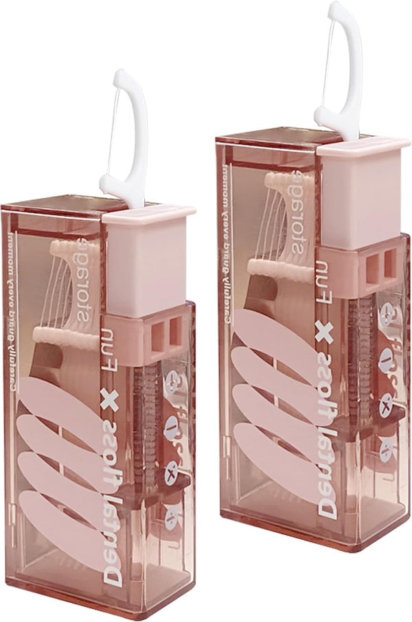 Dental Floss Picks with Design Dispenser, Automatic Pop-Up Organizer with 20 Count Dental Floss Picks, Travel Floss