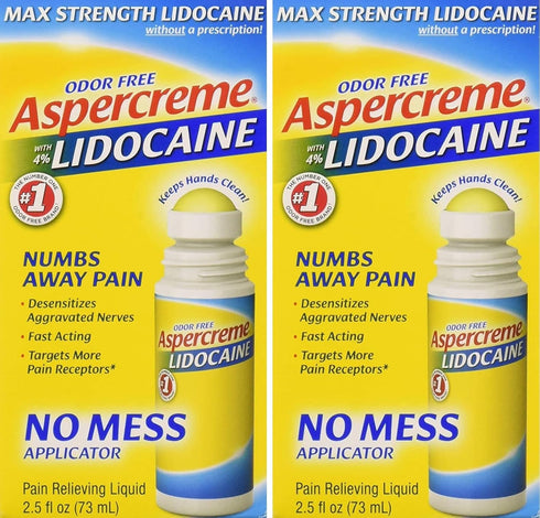 Aspercreme 4% Lidocaine No Mess Applicator, 2.5 Ounce (Pack of 2)