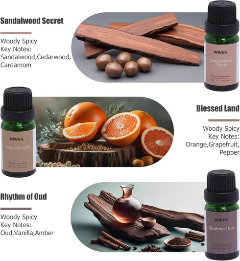Set 6 10ML Men's Club- Gift of Premium Fragrance Oils - Fragrance Oils for Perfume, Soap & Candle Making Scents, Wild