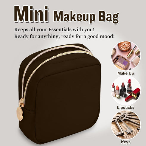 Nylon Mini Makeup Bag for Purse, Cute Waterproof Travel Pouch for Cosmetics, Sanitary Napkin Storage Clutch Organizer