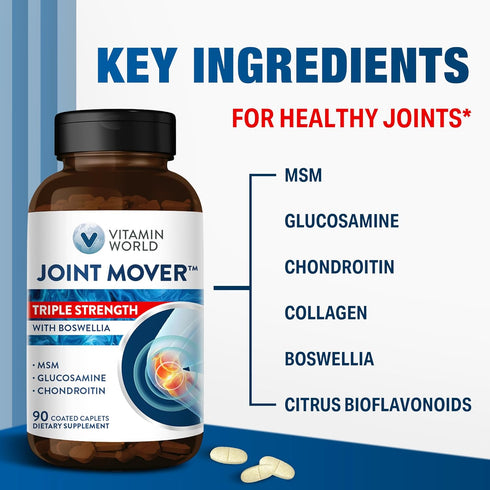 Vitamin World Triple Strength Joint Mover, Glucosamine Chondroitin with MSM, 90 Caplets