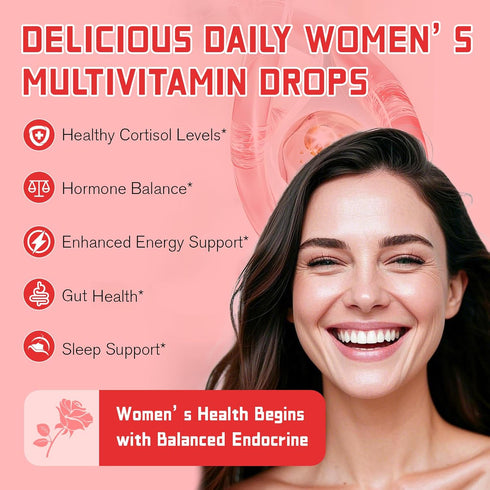 Migcopat Women Endocrine Superfood Supplement Liquid Drops, Supports Healthy Cortisol Levels, Hormonal Balance, Gut