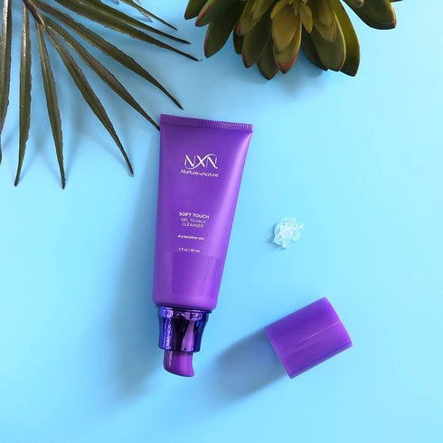 NXN Gel-to-Milk Facial Cleanser, Gentle Daily Face Wash for Hydrating Dry and Sensitive Skin, 2 Fl Oz