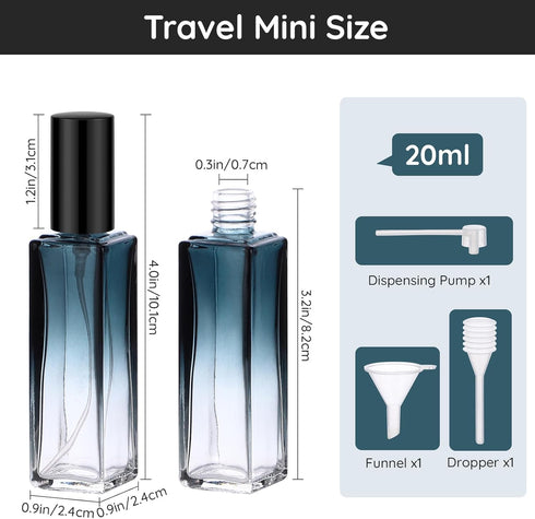 Segbeauty 20ML Travel Perfume Atomizer, 2pcs Portable Refillable Glass Spray Bottles for Toiletries