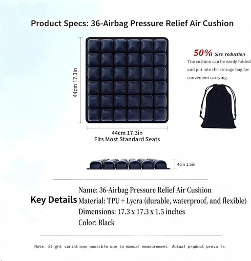 Petixol Inflatable Seat Cushion for Airplane TravelPress-to-Inflate Without Pump,Decompression Cushion, Portable