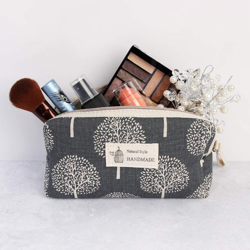 RIAH FASHION Portable Travel Clutch Cosmetic Pouch Bag, Toiletry Organizer Purse - Stripe, Floral, Plaid, Cork