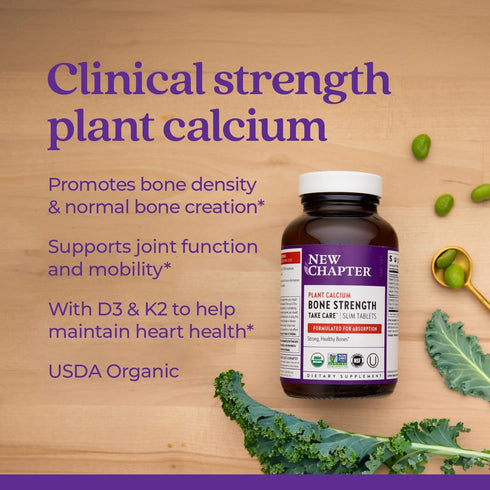 New Chapter Calcium Supplement with Magnesium, Vitamin D3+K2, 70+ Trace Minerals for Bone Health, 60 Slim Tablets