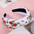 NVENF Strawberry Headbands, Jeweled Rhinestone Knotted Headband for Women, Tropical Beach Accessory (Strawberry A-White)