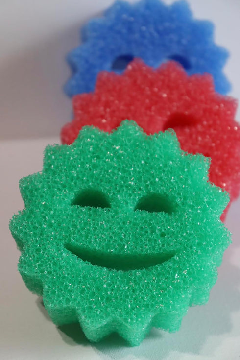 3 Count Scrub Shooting Star Multipurpose Dish Sponges, Scratch-Free for Kitchen, Bathroom, and More, BPA-Free Polymer