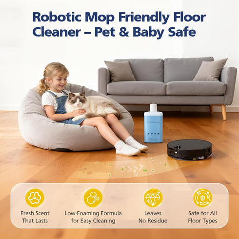 VILLAPOOL 1L (33.8 oz) Floor Cleaning Solution Compatible with Roborock Robot Vacuums with Mopping and Wet Dry Vacuum
