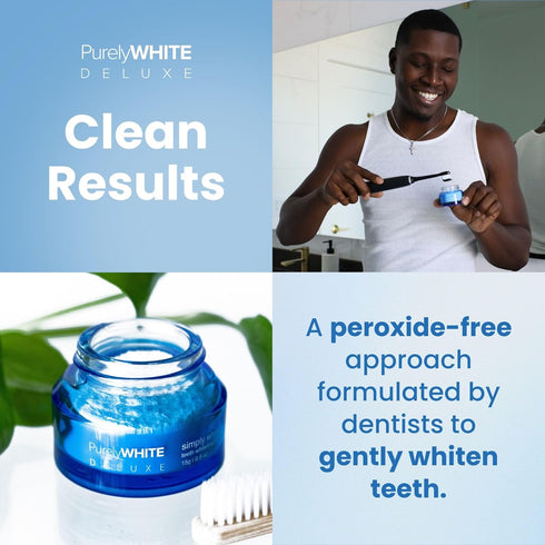 PurelyWHITE DELUXE, Whitening Powder - Removes Stains, No Sensitivity - Enamel-Safe Toothpaste Whitening Powder