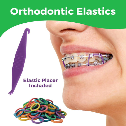 Orthodontic Rubber Bands for Braces, Premium Quality Elastic Teeth Rubber Bands, Heavy Force 4.5 oz, Neon