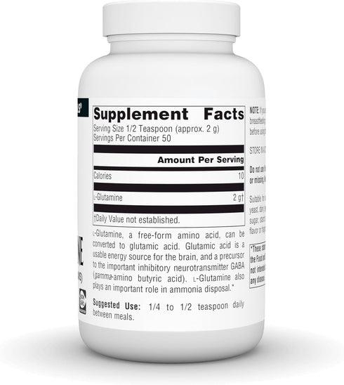 Source Naturals L-Glutamine, Free Form Amino Acid, 100 Grams Powder