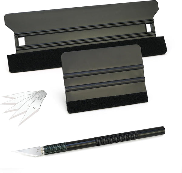 CARTINTS Plastic Squeegee Kit for Vinyl Wrap, Window Tint & Wallpaper Tools, 8.3IN+4IN Felt Squeegee & Precision Art