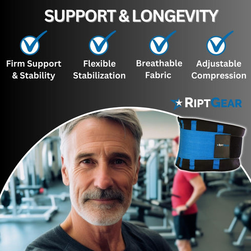RiptGear Back Brace for Lower Back Pain Relief - Breathable Support for Men and Women - Ideal for Sciatica, Lifting,