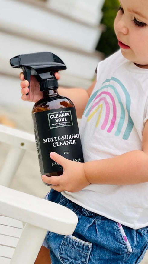 the Cleaner Soul Non-Toxic Multi Purpose Cleaner, Natural Cleaning Spray, Luxurious Refillable Glass Bottle, Essential