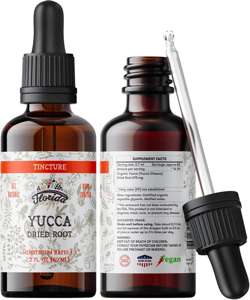 Yucca Tincture, Organic Yucca Extract Herbal Supplement, Non-GMO in Cold-Pressed Vegetable Glycerin, 700 mg