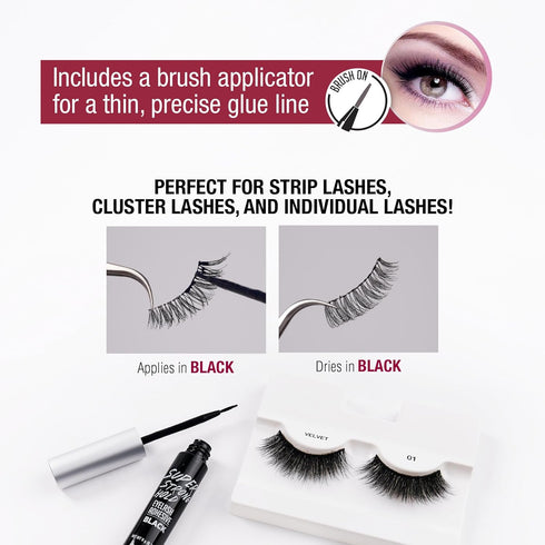 Super Strong Hold Eyelash Adhesive i•ENVY, Waterproof, 48-Hour Long-Lasting Lash Glue, Black, 1 Pack