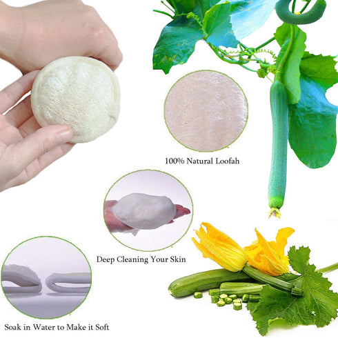 Loofah Sponge Exfoliating Facial Cleaning Pads, 10 Packs Natural Loofa Face Scrubber for Men Women Bath Spa Cleansing