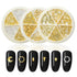 HNUIX Gold Nail Charms, 3D Star, Moon, Ring, Metal Small Shape Studs Gem, 3 Boxes for Manicure Decor
