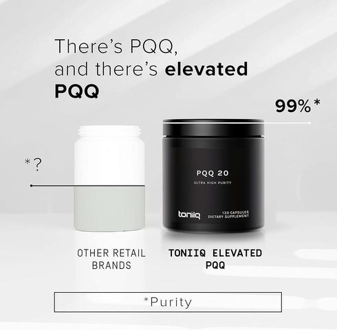 Toniiq 99%+ 20mg Supplement - Ultra High Purity PQQ 20mg Concentrated Formula, 120 Vegetarian Capsules