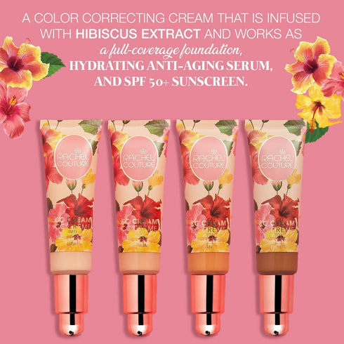 Rachel Couture CC Cream, Color Correcting Cream with Hyaluronic Acid, Full Coverage Foundation - 1.18 Fl Oz