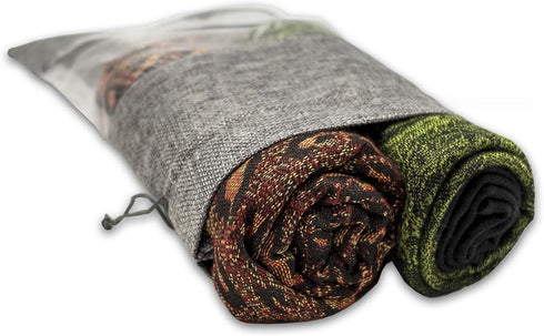 12-Pack X-Large Gray Linen Burlap & Organza Gift Bags w. Drawstrings (7.5x11.5 in) - Party Favors by The Display Guys