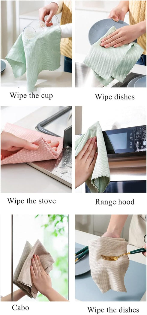 MAKABAKA 10pcs Color)(30X40cm) RPJFCPCS Weiliya Cleaning Fish Scale Cloth Microfiber Nanoscale Cleaning Lint FreeEasy