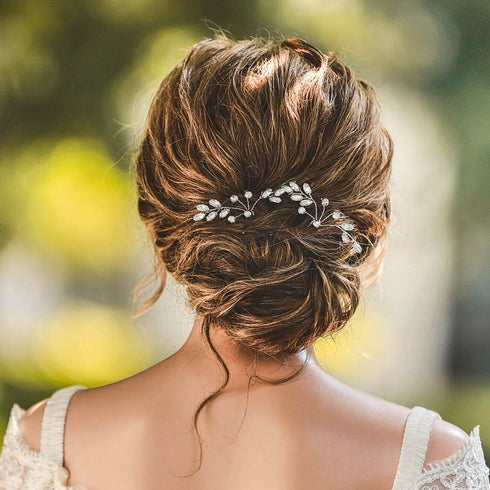 Unicra Bride Wedding Crystal Hair Pins Bridal Rhinestone Hair Pieces for Women and Girls Pack of 2 (A-Silver)