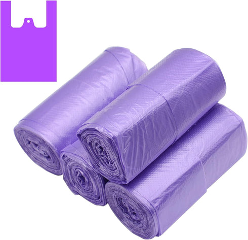 Kitchen Garbage Bags, Purple Trash Bag, 100 Counts 4 Gallon, 45x60Cm with Handles for Bathroom