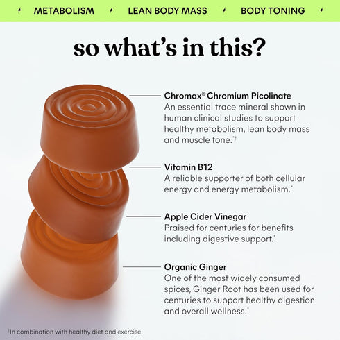 Lemme Gummies, B12, (30 Tone Metabolism Apple Cider Vinegar, Clinically Studied Chromium, Ginger Root Extract, Promote