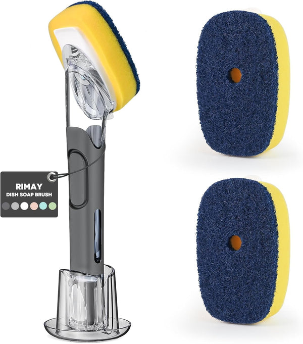 Dish Brush with Soap Dispenser Storage Set with 2 PCS Sponge Refills