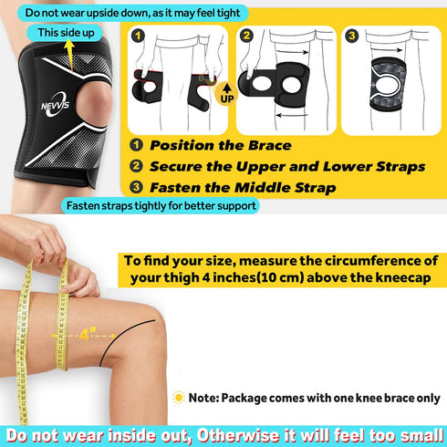 NEVVIS Knee Brace, Patellar stabilizing Knee Brace for Running Knee Support Meniscal Tear Knee Pain, ACL, MCL