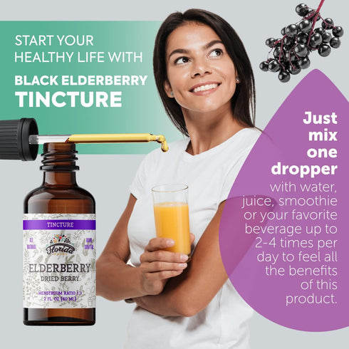Organic Black Elderberry Extract Syrup for Immune Support, Non-GMO in Cold-Pressed Vegetable Glycerin, 2 Fl Oz