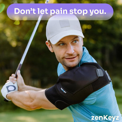 ZENKEYZ Shoulder Brace for Women & Men - Neoprene Torn Rotator Cuff & Arm Sling Injury Support, Black, Small/Medium