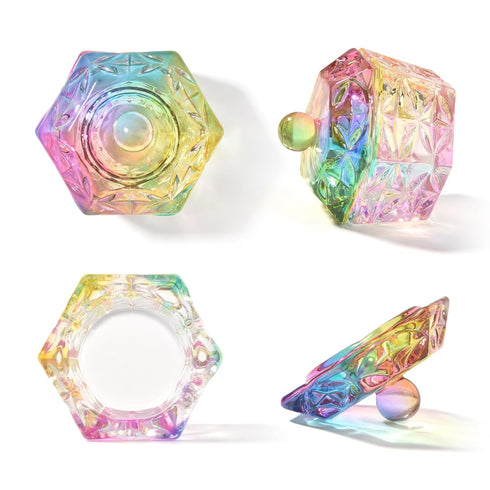 KADS 6Pcs Mini Colorized Glaze Nail Art Dappen Dish, Hexagon Crystal with Cap
