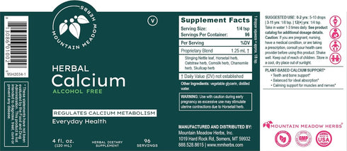 Mountain Meadow Herbs Herbal Calcium, Vegan Liquid Calcium Supplement for Bone & Teeth Support, 2 oz, High Absorption