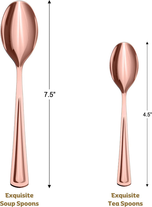 120 Pack Rose Gold Plastic Spoons Heavy Duty - Rose Gold Disposable Silverware - Rose Gold Plastic Silverware - Rose Gold Spoons Disposable Plastic Cutlery - For Catering, Parties, Weddings Exquisite.