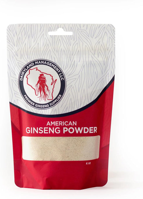 Dairyland Concentrated American Ginseng Powder - 4 oz Non-GMO, Gluten Free Herbal Supplement for Smoothies, Baking, Tea
