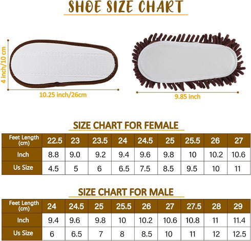 Washable Chenille Microfiber Slippers, Detachable Mop Slippers for Office Home Room (Brown, Women 7-9/Men 5-7)