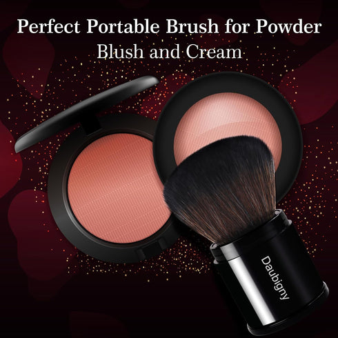 Retractable Kabuki Makeup Brush, Daubigny Travel Foundation Brush for Powder, Blush, and Bronzer