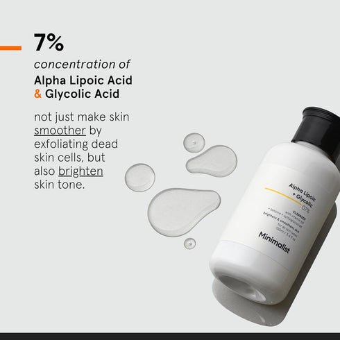 Minimalist 7% ALA & AHA Face Wash - Brightening, Exfoliating Cleanser with Vitamin B5 & Glycolic Acid (3.4 Fl Oz)