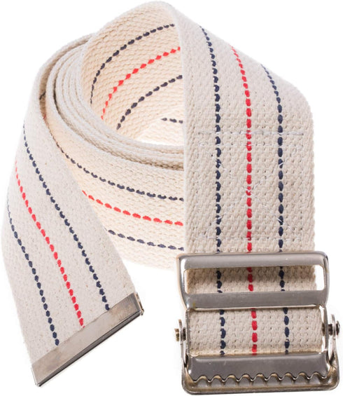 COW&COW Transfer and Gait Belt with Metal Buckle - 2 inches, Beige with Stripes, 60" - Transfer Walking and Standing