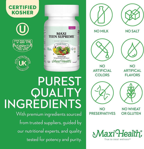 Maxi Health Teen Supreme Hers Vitamins for Teen Girls (120) - Women's Multivitamin for Energy and Immune Boost