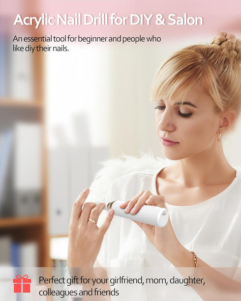 Nail Drill Cordless Electric Files - Gel Nails Efile Manicure Kit for Women, Rechargeable Wireless Grinder (M918)
