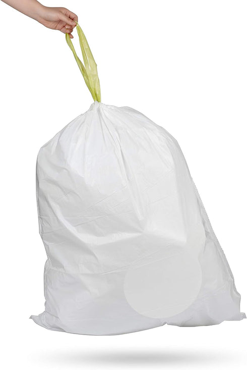 NSTB-21-90 21 79 30 Count, Pack 3 Ninestars Extra Strong White Trash Bag w/Drawstring Closure, Gal. / L.